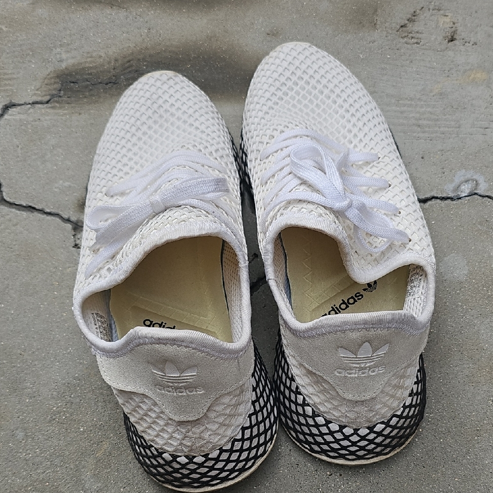 Adidas Cream Sneakers with Black Patterned Sole